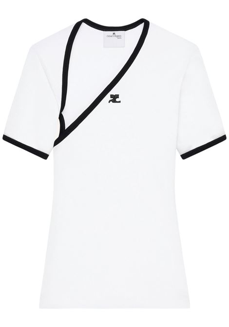 T-shirt Slash asimmetrica in bianco Courrèges - donna COURRÈGES | 424JTS157JS00700098