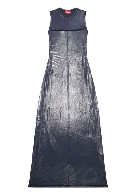 Abito maxi con finitura metallizzata D-Vetty in blu diesel - donna