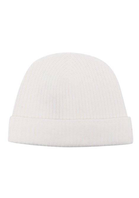 White ribbed beanie hat Eleventy - men