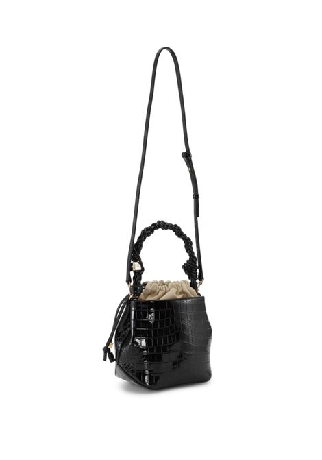 Black Bou crocodille-effect leather bucket bag Ganni - women GANNI | A6286099