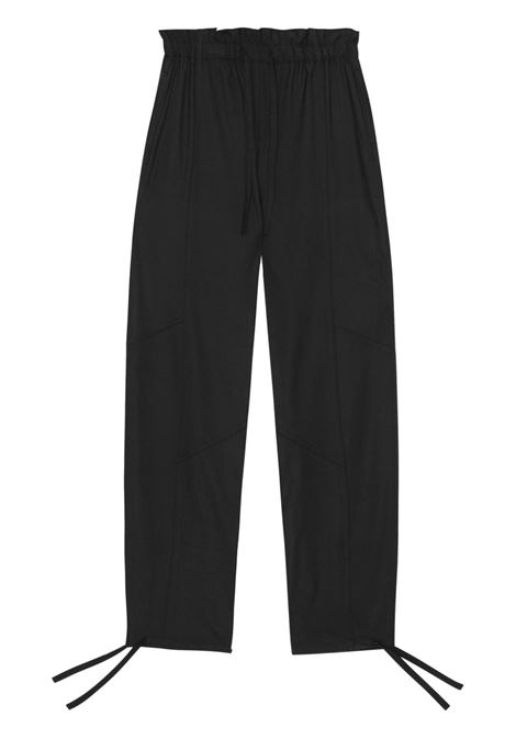 Pantaloni con coulisse in nero Ganni - donna