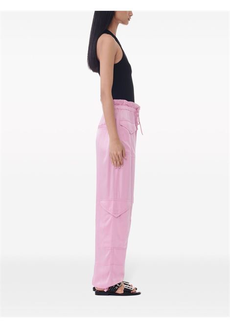 Pantaloni cargo con coulisse in rosa Ganni - donna GANNI | F9225038