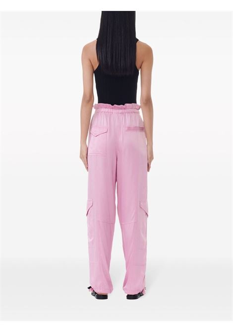 Pantaloni cargo con coulisse in rosa Ganni - donna GANNI | F9225038