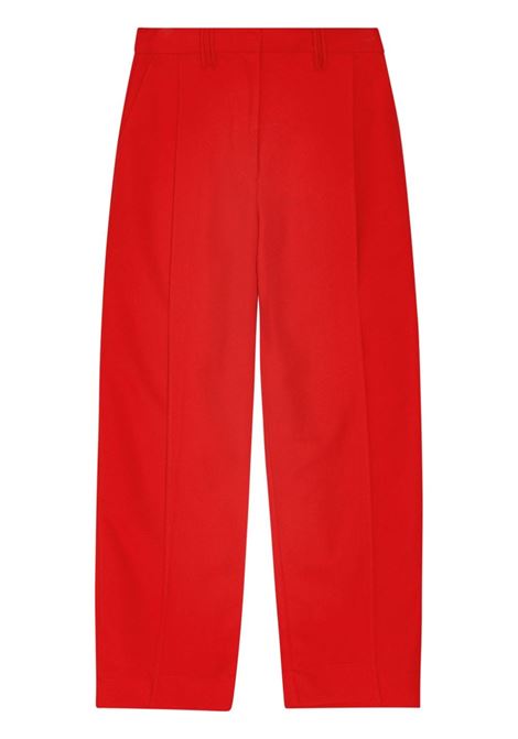 Pantaloni a gamba ampia con pieghe in rosso Ganni - donna