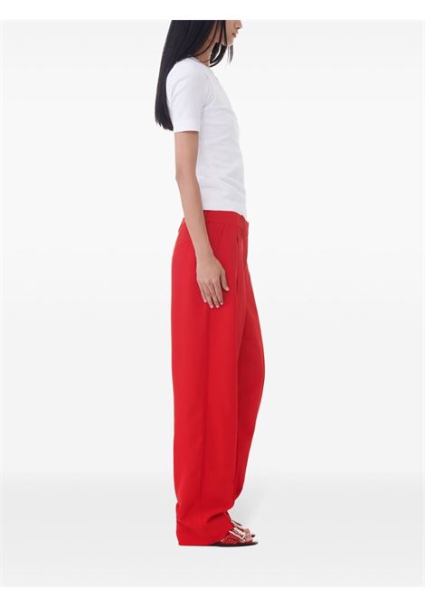 Pantaloni a gamba ampia con pieghe in rosso Ganni - donna GANNI | F9391396