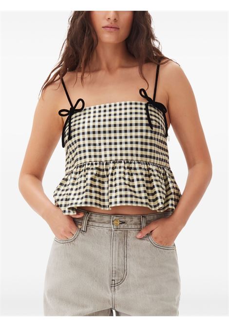 Black and white check-print peplum top Ganni - women GANNI | F9701198