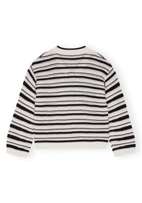 White and black striped open-knit jumper Ganni - women GANNI | K2239999