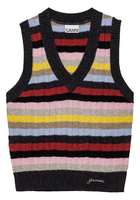 Multicolor striped knitted vest Ganni - women GANNI | Sweaters | K2286999