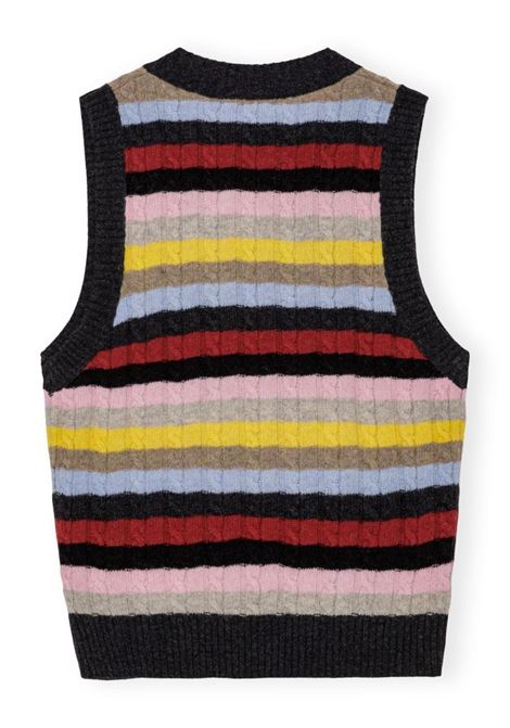 Gilet in maglia a righe multicolor Ganni - donne GANNI | K2286999