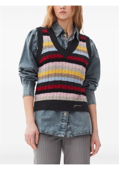 Gilet in maglia a righe multicolor Ganni - donne GANNI | K2286999