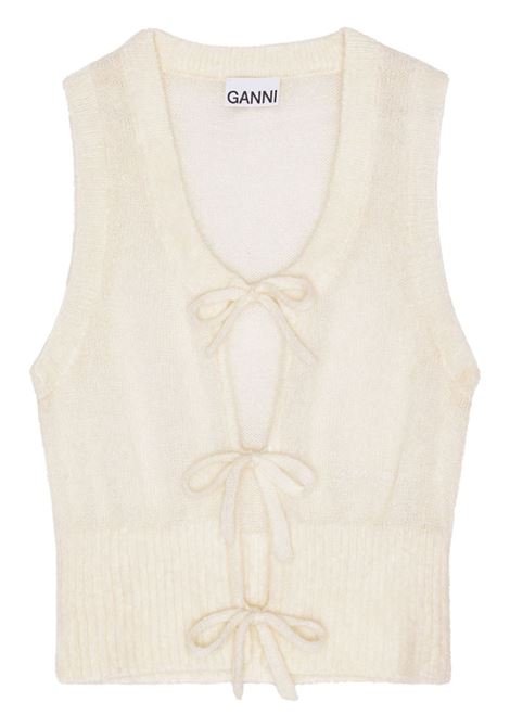 White tank top with bows Ganni - women GANNI | Sweaters | K2334135