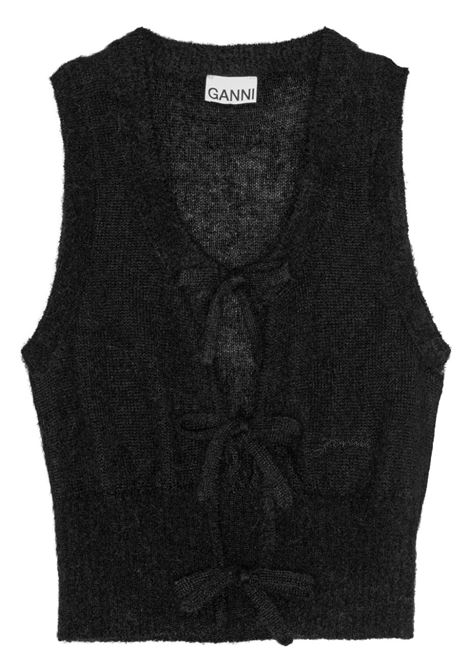 Black tank top with bows Ganni - women GANNI | K2336099