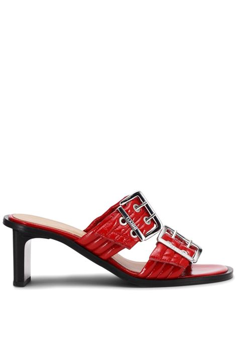 Red belted buckled mules Ganni - women