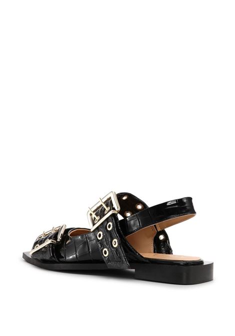 Ballerine effetto coccodrillo in nero Ganni -donna GANNI | S2796099