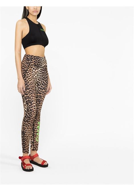 Brown leopard-print high-waisted leggings - women GANNI | T3486943