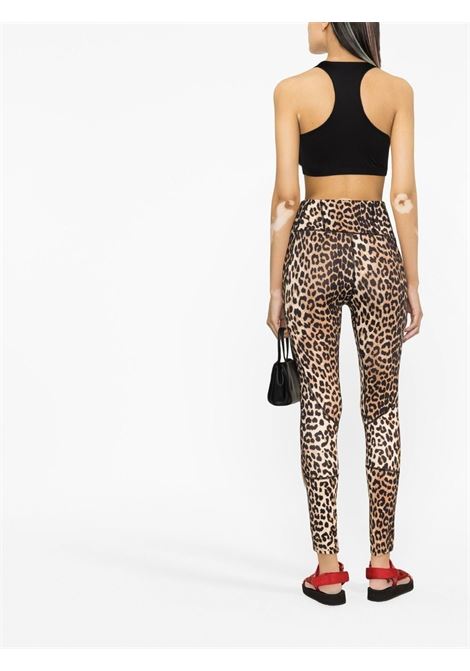 Brown leopard-print high-waisted leggings - women GANNI | T3486943