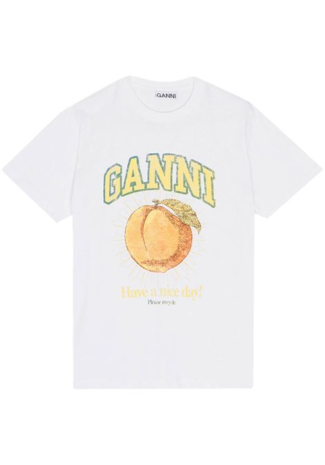 T-shirt con stampa in bianco - GANNI donna