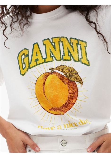 White logo-print T-shirt - GANNI women GANNI | T3529151