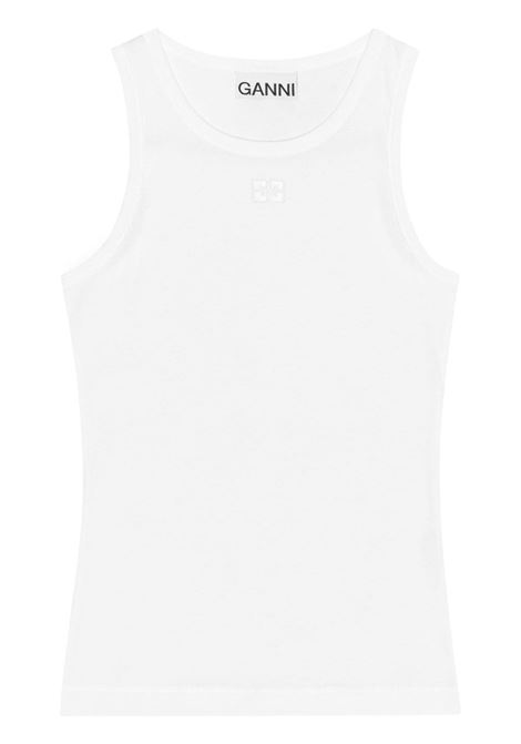 White ribbed tank top GANNI - women