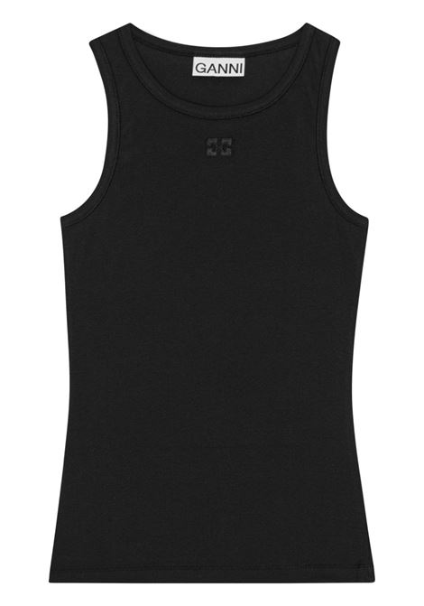 Black ribbed tank top GANNI - women