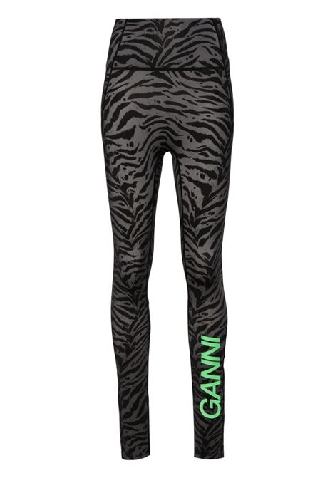 Grey animalier-print high-waisted leggings Ganni - women