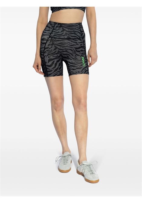 Grey animalier-print high-waisted shorts Ganni - women GANNI | T3964252