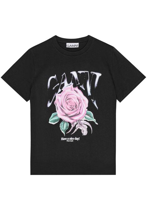 Black printed t-shirt Ganni - women GANNI | T4002252