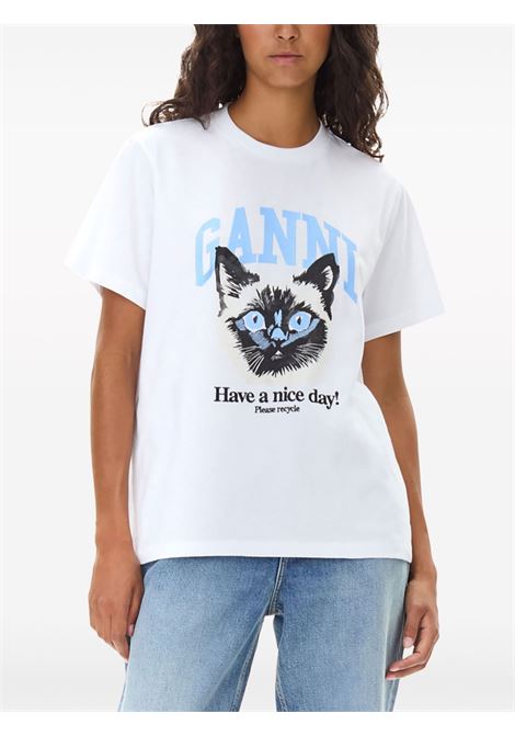 White printed t-shirt Ganni - women GANNI | T4005151