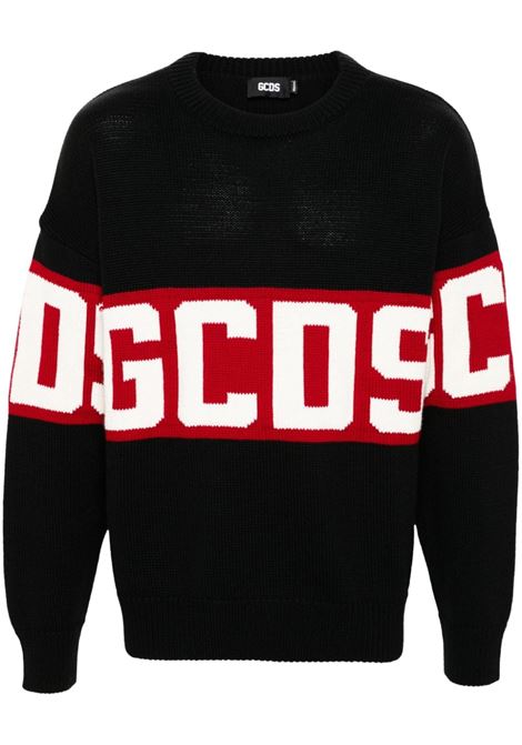 Red and black band-logo sweatshirt Gcds - men GCDS | Sweaters | A2OU1500KF199