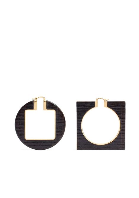 Brown and gold les creoles rond carre earrings Jacquemus - women JACQUEMUS | Earrings | 233JW6395213282