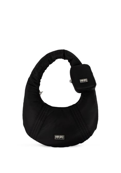 Black logo-appliqué ribbed-detail shoulder bag Kenzo - women KENZO | Shoulder bags | FE62SA705F0199