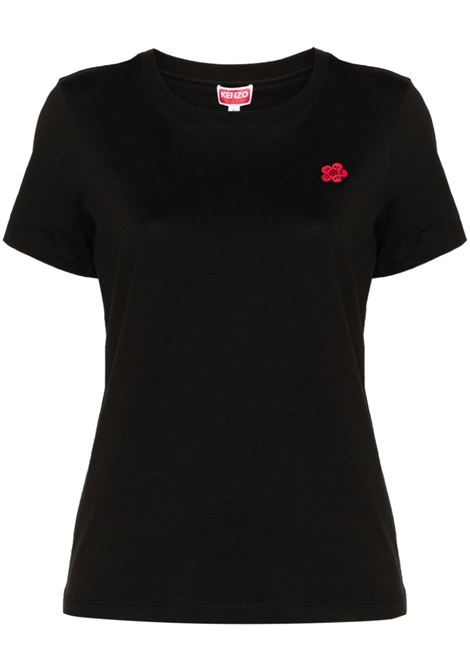 T-shirt con applicazione Boke Flower in nero di Kenzo - donna