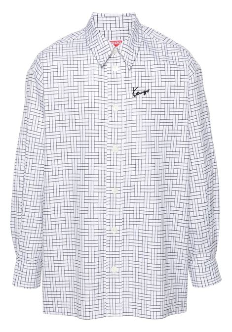 White logo-embroidered weave shirt Kenzo - men KENZO | FE65CH5109JD01