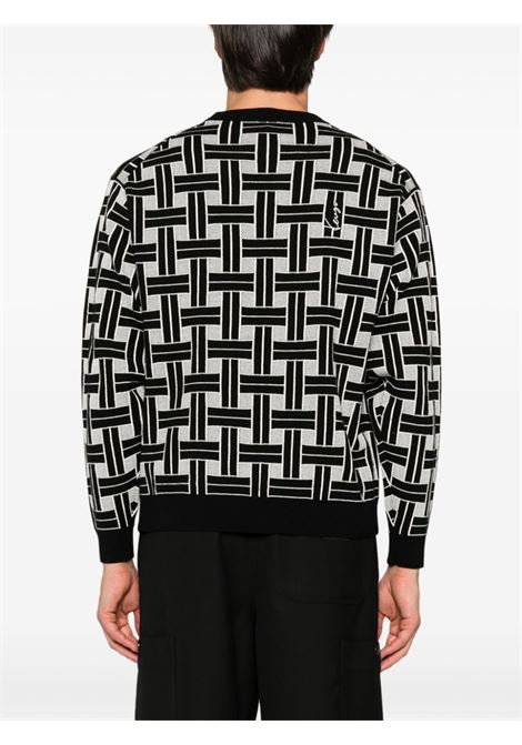 Black and white patterned-jacquard jumper Kenzo - men KENZO | FE65PU4793CA99J