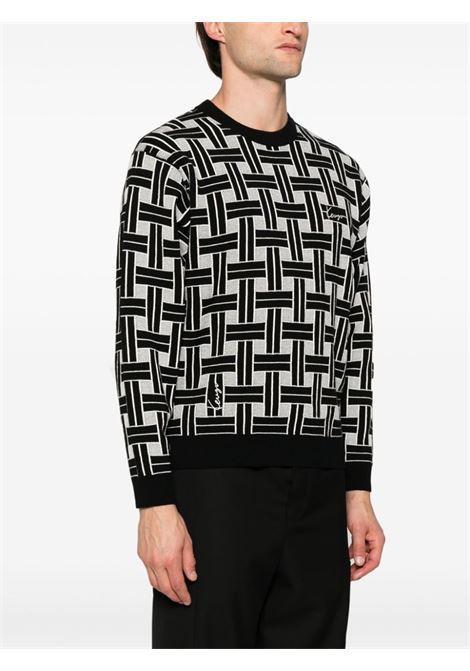 Black and white patterned-jacquard jumper Kenzo - men KENZO | FE65PU4793CA99J