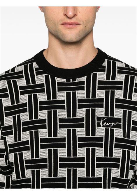 Black and white patterned-jacquard jumper Kenzo - men KENZO | FE65PU4793CA99J