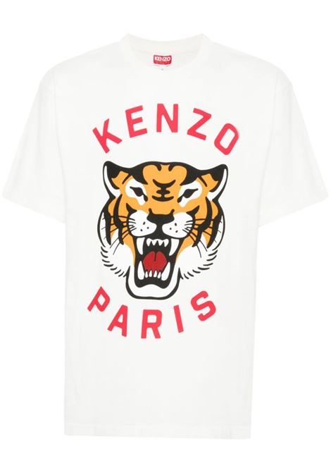 T-shirt Lucky Tiger in bianco di Kenzo - uomo