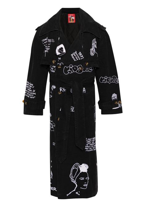 Black embroidered trench coat - KIDSUPER men KIDSUPER | Outerwear | OW15BLK