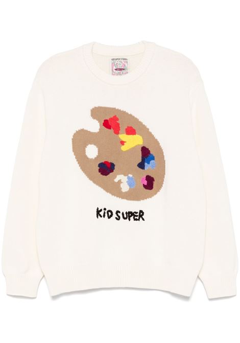 Maglione con intarsio in crema Kidsuper - uomo KIDSUPER | SW09NTRL