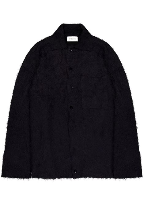 Black spread-collar shirt Laneus - men