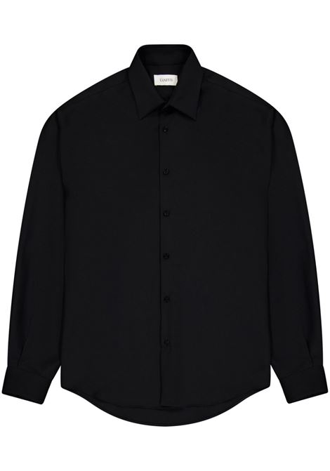 Camicia con colletto ampio in nero Laneus - uomo