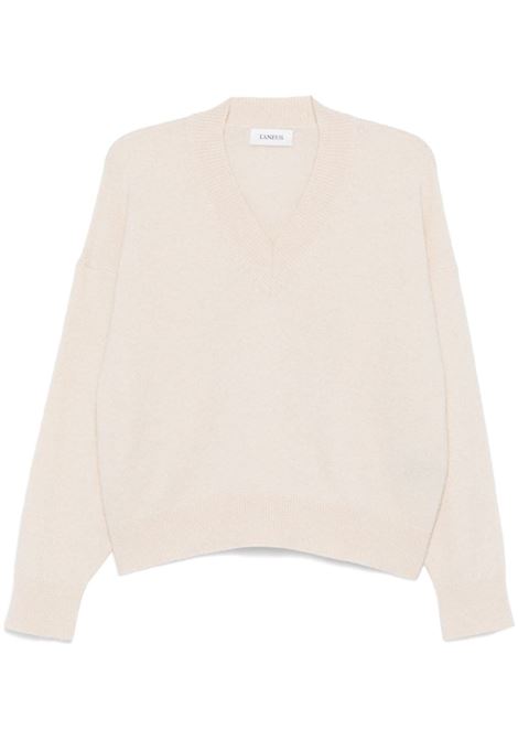 Maglione con effetto spazzolato in misto cashmere in beige chiaro Laneus - donna