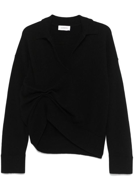 Black gathered polo sweater Laneus - women