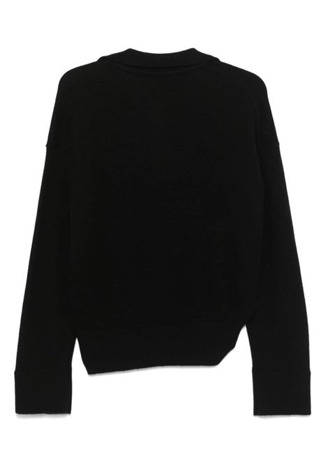 Black gathered polo sweater Laneus - women LANEUS | F4LAWOKP056110