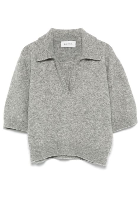 Polo corta a maniche corte in cashmere in grigio chiaro Laneus - donna LANEUS | Polo | F4LAWOKP125100