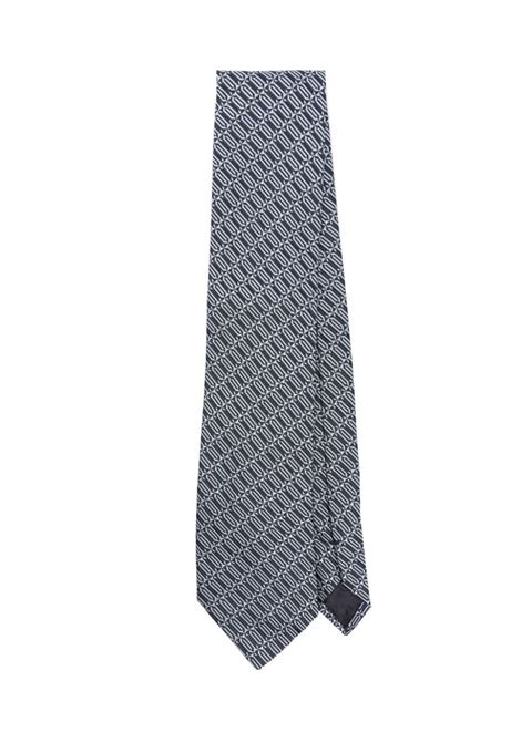 Blue pattern-jacquard silk tie Lanvin - men