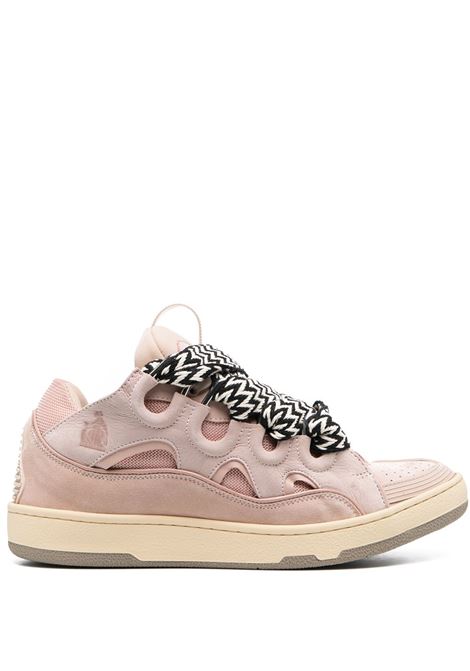 Pink chunky lace-up sneakers - men