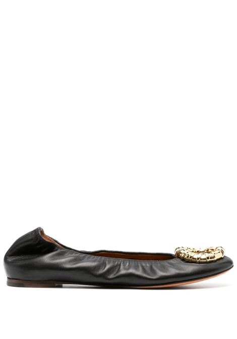 Black buckled ballerina shoes Lanvin - women