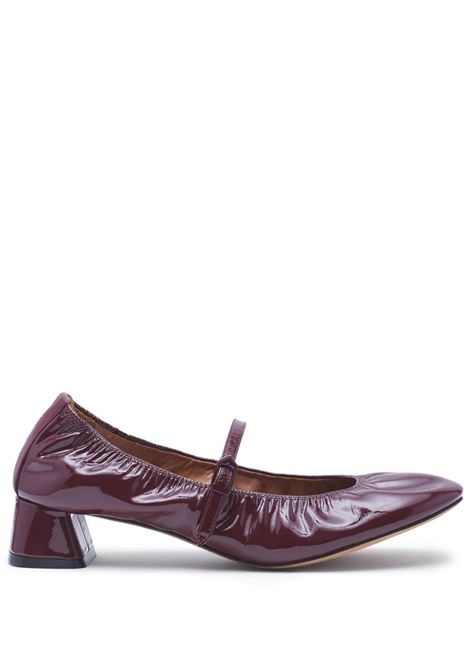 Burgundy heel leather ballerina shoes Lanvin - women