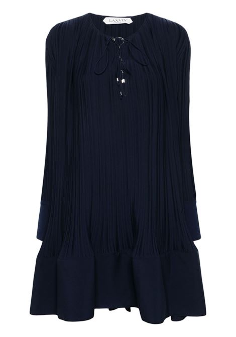 Abito midi plissettato in blu navy Lanvin - donna LANVIN | RWDR00085904776